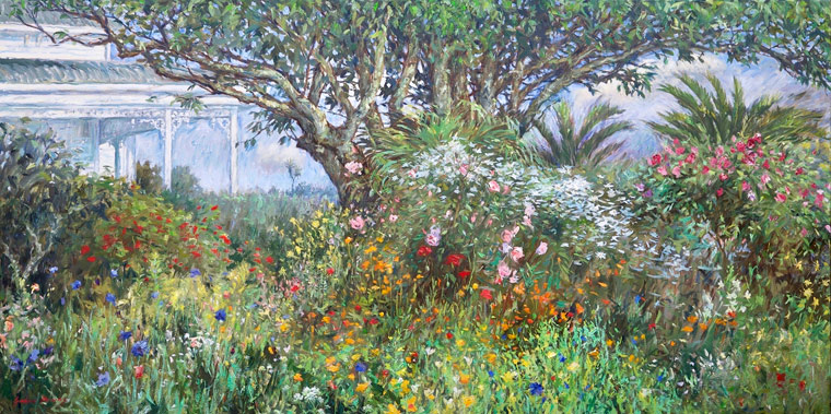 Graham Downs nz fine art landscapes, romantic garden